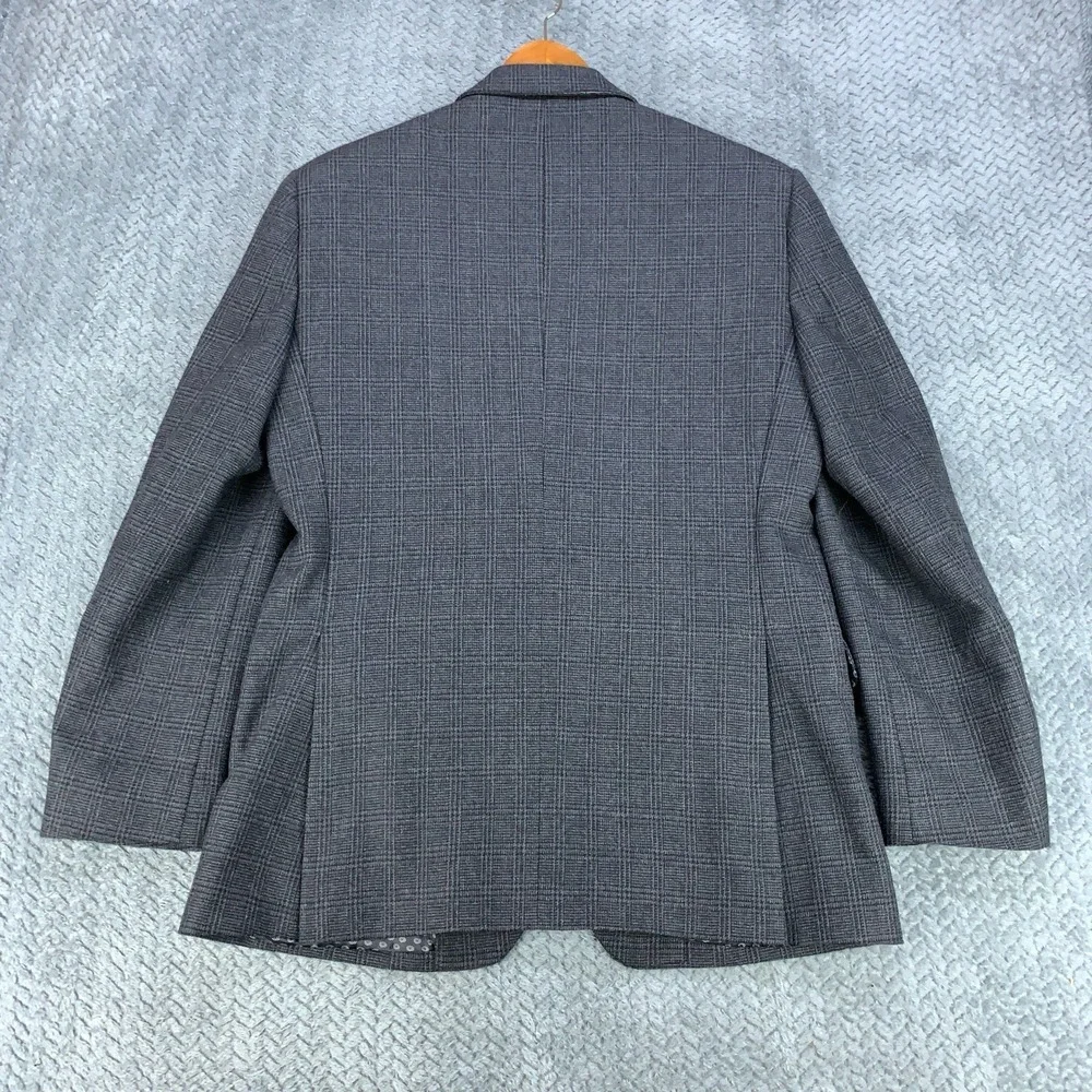 Jos A Bank 1905 Blazer Men's 42L Tailored Fit Gray Plaid Wool Sport Coat Jacket